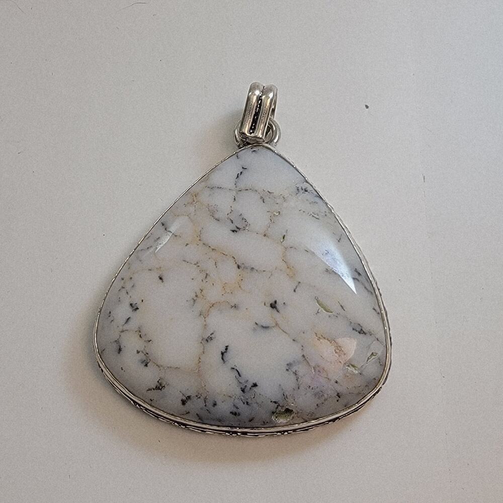 Necklace Pendants Dendritic Opal Handmade Jewelry Floral Sterling Silver Setting